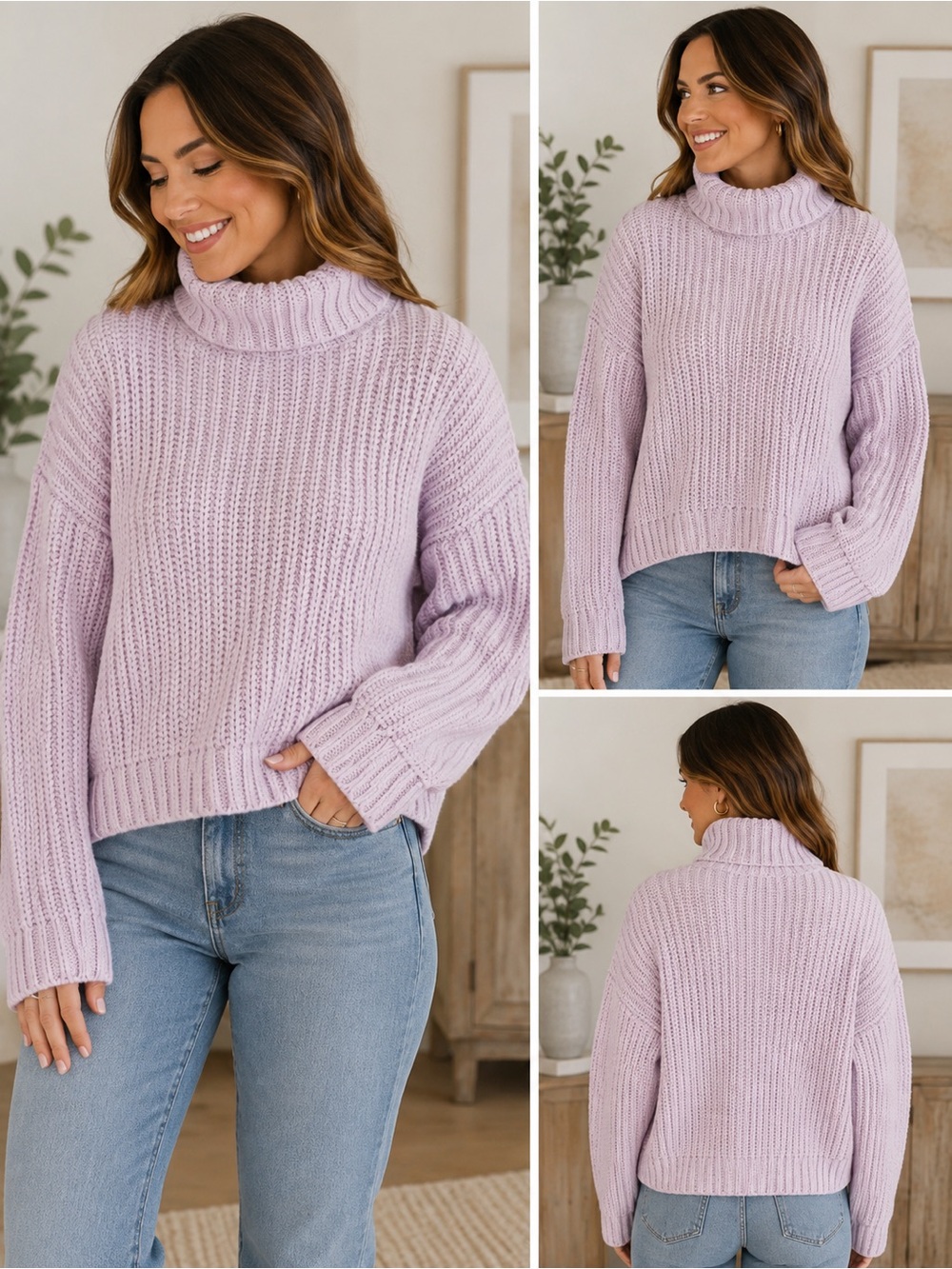 Banana Republic Italian Yarn Chunky Knit Turtleneck Sweater, Size M